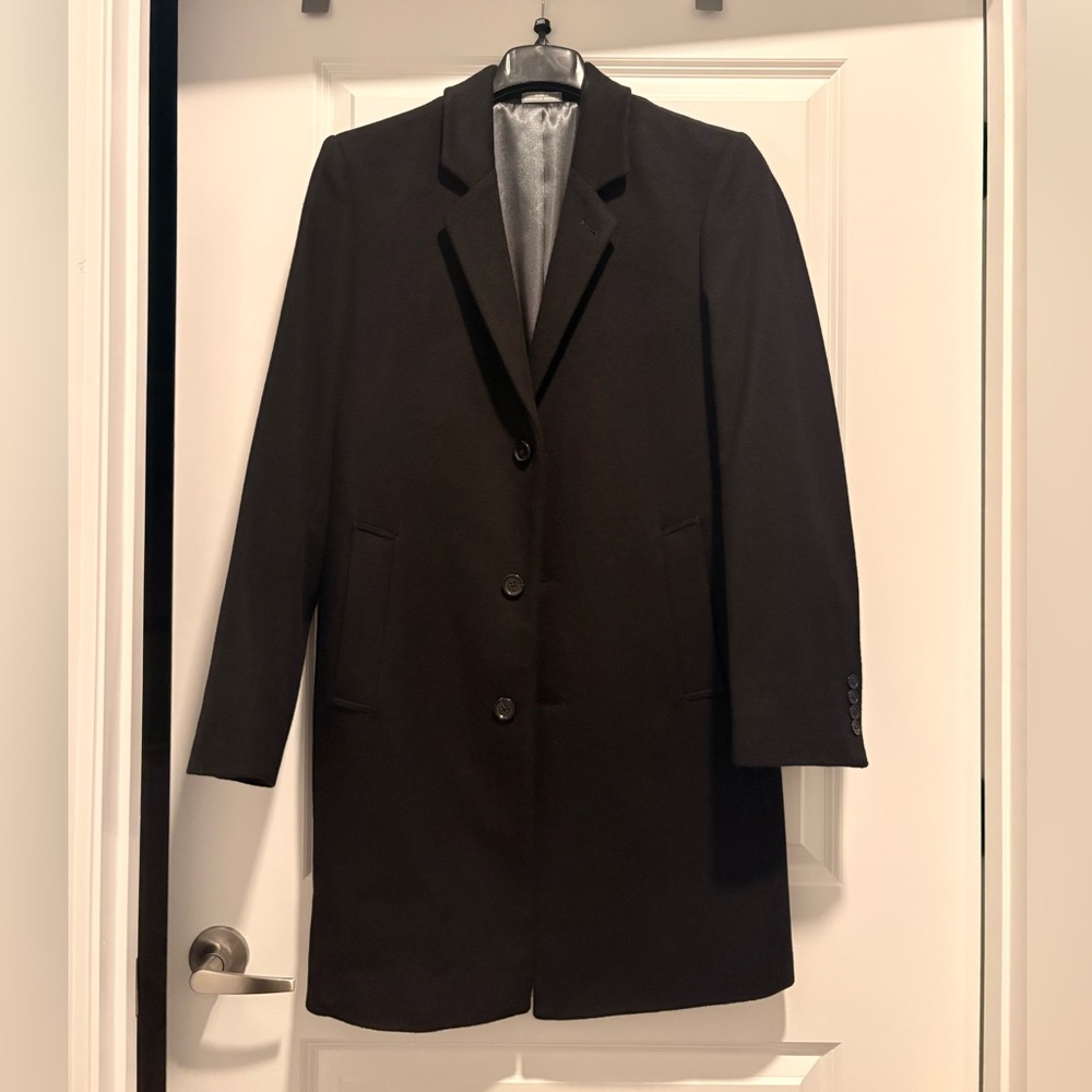 Michael Kors Wool Cashmere Overcoat Black Men’s 36R Classic Dress Coat
